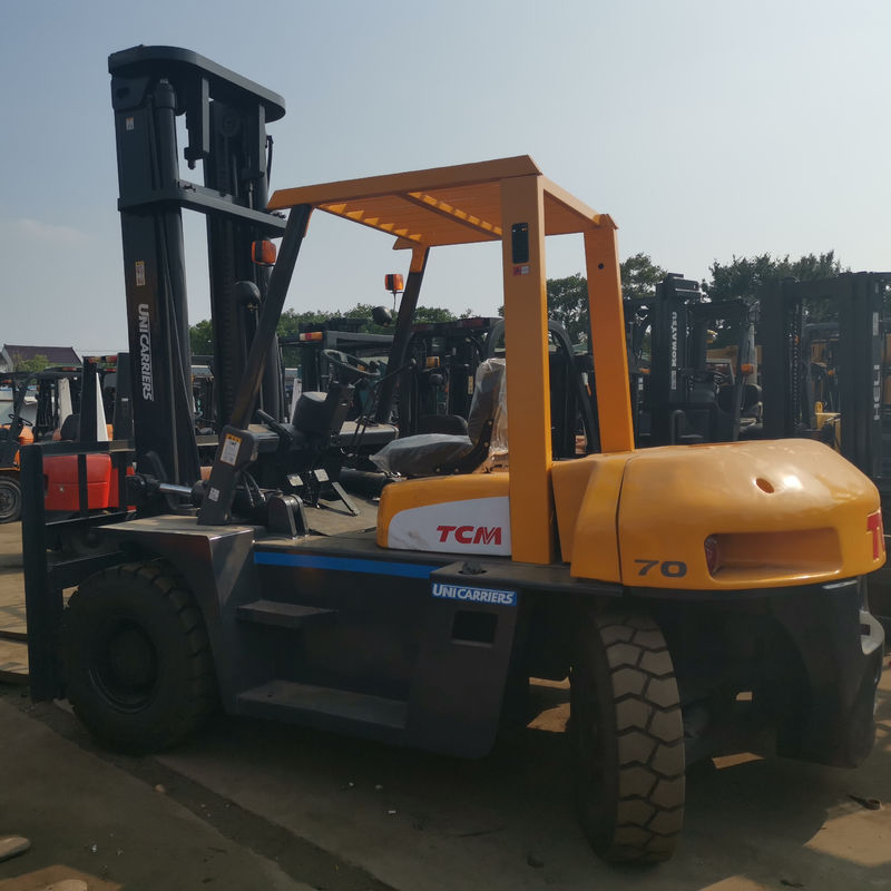 Krachtige dieselmotor TCM FD70 7 ton Vorklift 80% met 2 stappen mast en zijverschuiving